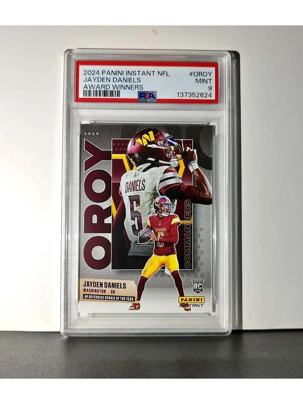 Jayden Daniels 2024 Panini NFL AP Offensive Rookie of the Year Commanders PSA 9